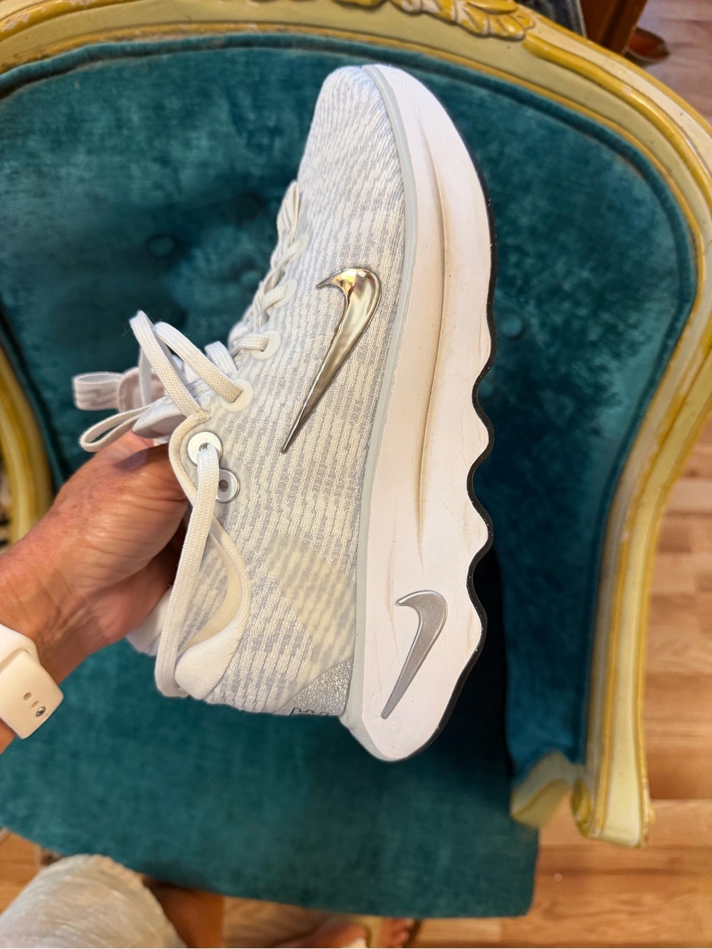 Nike White/Silver Swoosh womens Athletic Sneakers - Picture 6 of 10